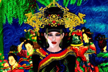 The Four Beauties of China.  The most beautiful women of Chinese History and Mythology are brought to life through our exclusive digital art style.  They embody Art, Fashion and Beauty!