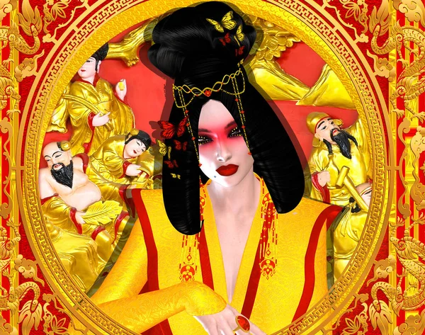 The Four Beauties of China.  The most beautiful women of Chinese History and Mythology are brought to life through our exclusive digital art style.  They embody Art, Fashion and Beauty!