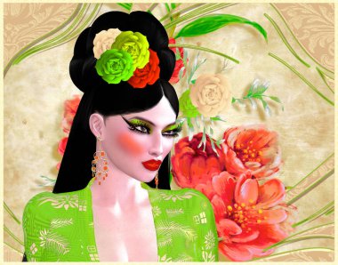 The Four Beauties of China. The most beautiful women of Chinese History and Mythology are brought to life through our exclusive digital art style. They embody Legend, Art, Fashion and Beauty! Xi Shi, Wang Zhaojun, Diaochan and  Yang Guifei,