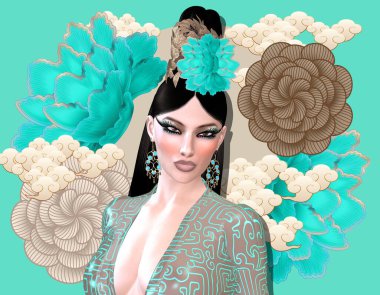 The Four Beauties of China. The most beautiful women of Chinese History and Mythology are brought to life through our exclusive digital art style. They embody Legend, Art, Fashion and Beauty! Xi Shi, Wang Zhaojun, Diaochan and  Yang Guifei,