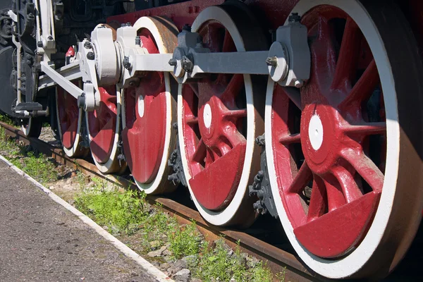 Červené kolečko tendrová lokomotiva — Stock fotografie