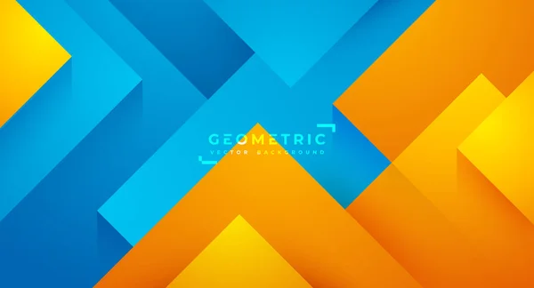3Dスタイルで幾何学的背景 青とオレンジ色の混合物と抽象的な背景 — ストックベクタ