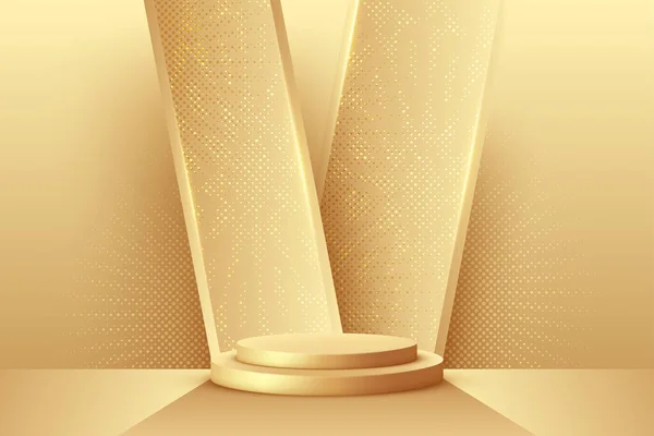 Luxuriöser Goldener Podiumshintergrund Für Ihre Produktpräsentation Oder Ihren Produktdisplay Sockel — Stockvektor