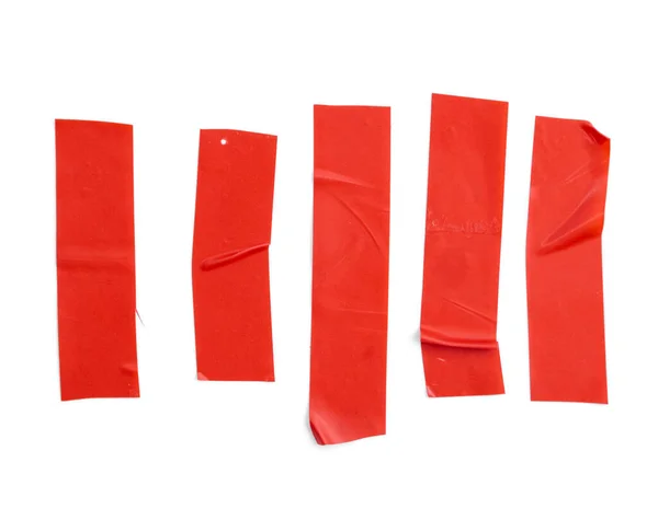 Set Rode Linten Een Witte Achtergrond Plakband Kanaal Tape Van — Stockfoto