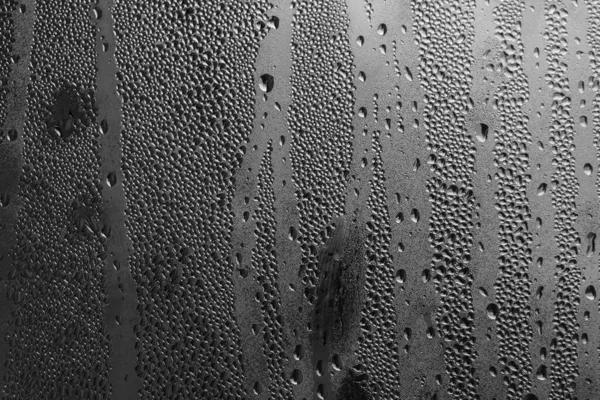 Krople Deszczu Szybie Szarym Tle Naturalny Wzór Kropel Deszczu Tekstura — Zdjęcie stockowe