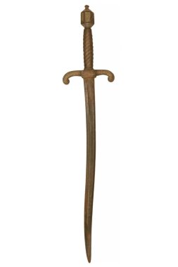 Otantik paslı kılıç, beyaz arka planda izole edilmiş.