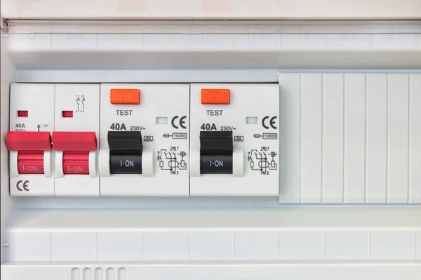 New Dutch Fuse Box Panel Main Red Power Switches — Zdjęcie stockowe