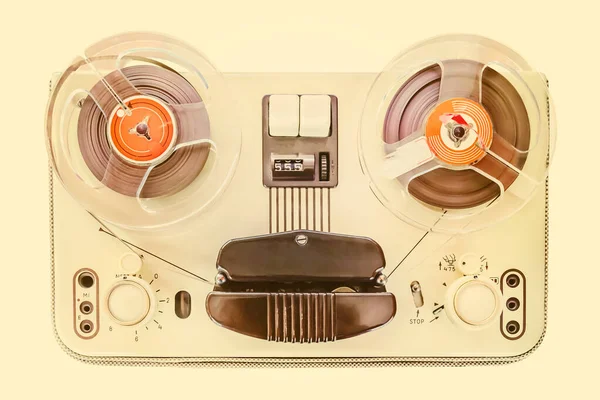 Retro Styled Sepia Image Vintage Tape Recorder Sixties — Stock Photo, Image