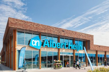 Almere, The Netherlands - July 14, 2022: New Dutch Albert Heijn supermarket store in Almere, The Netherlands