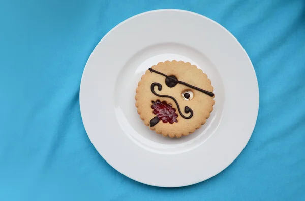 Comic pastry Pirate on the plate — Stock Photo, Image