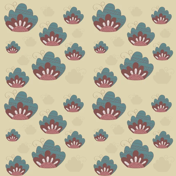 ベージュ色の背景上にパターン青花 — ストックベクタ