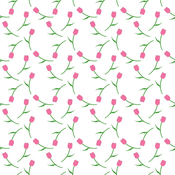 白い背景の上のパターンのピンクのチューリップ — ストックベクタ