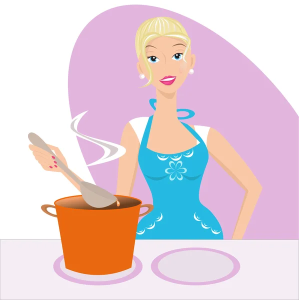Girl and ladle — Stock Vector