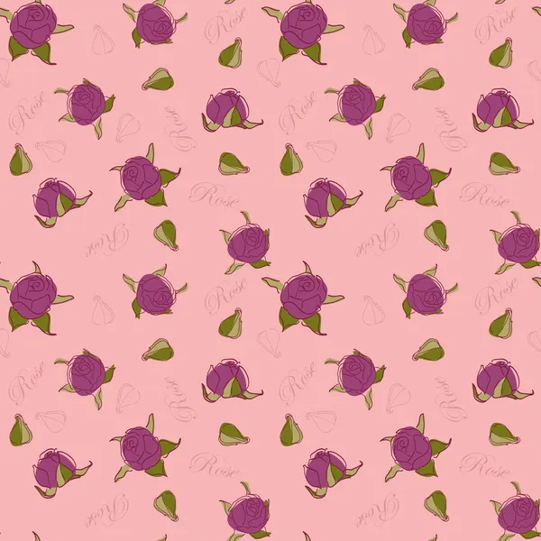 Pola mawar pada latar belakang merah muda - Stok Vektor