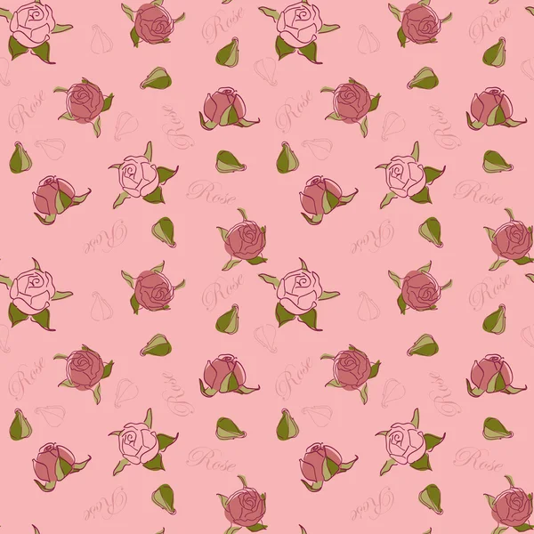 गुलाबी पृष्ठभूमि पर पैटर्न गुलाबी गुलाब — स्टॉक वेक्टर