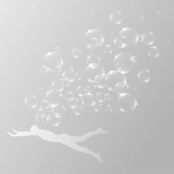 Swimmer and bubbles — Stock Vector