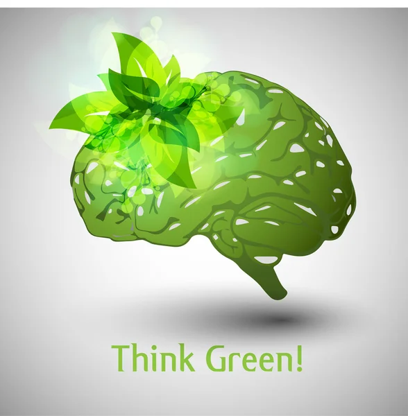 Think Green! Brain — Stock Vector