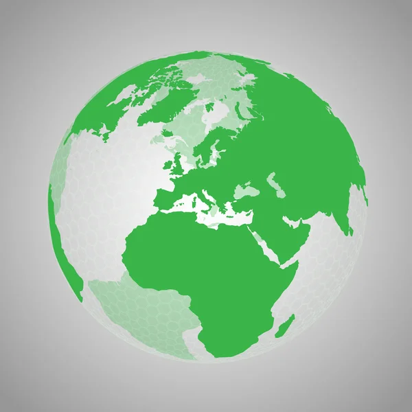 Green earth with hexagon net — Stock Vector