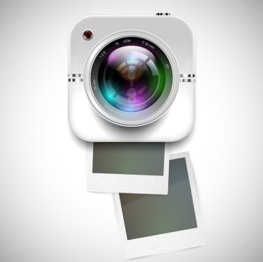 Kamera simgesi ve polaroids