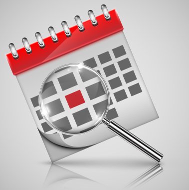 bir büyüteç ile takvim