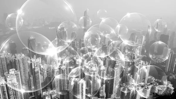 Пузыри в городе — стоковый вектор