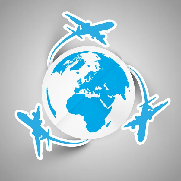 Vliegtuigen en aarde — Stockvector