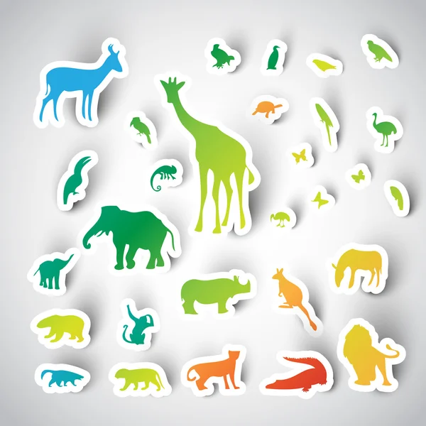 Autocollant zoo animaux — Image vectorielle