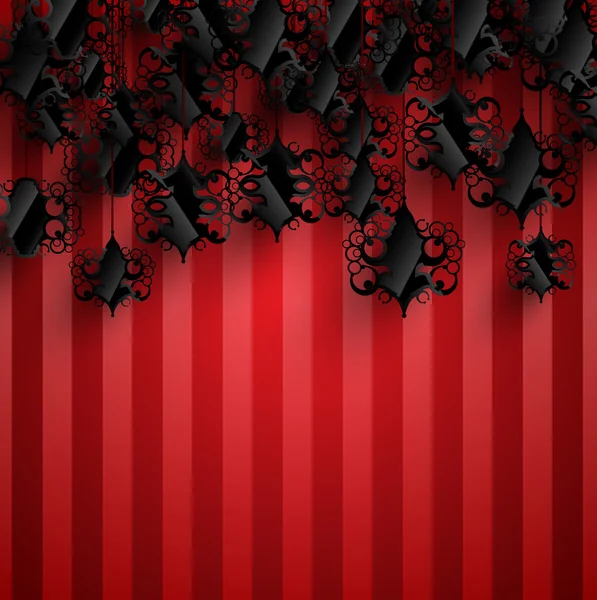 Cristaux suspendus sur un fond rouge — Image vectorielle