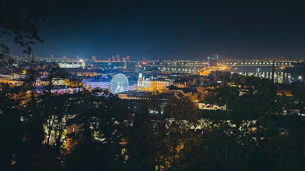 Gece şehrinde dönme dolap