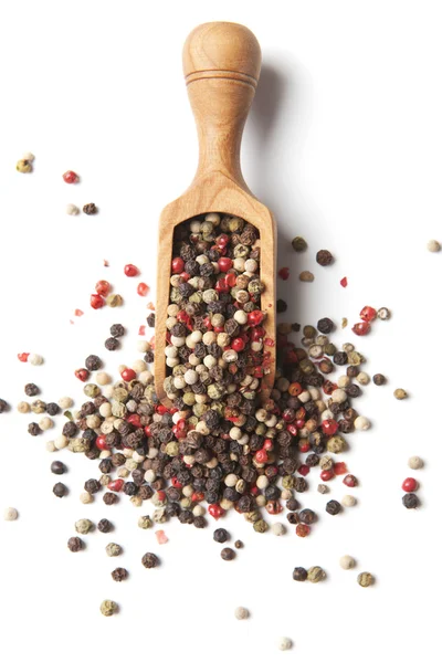 Pepper in wooden spoon — Stock Photo, Image