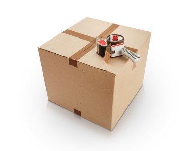 Cardboard box and packing tape clipart