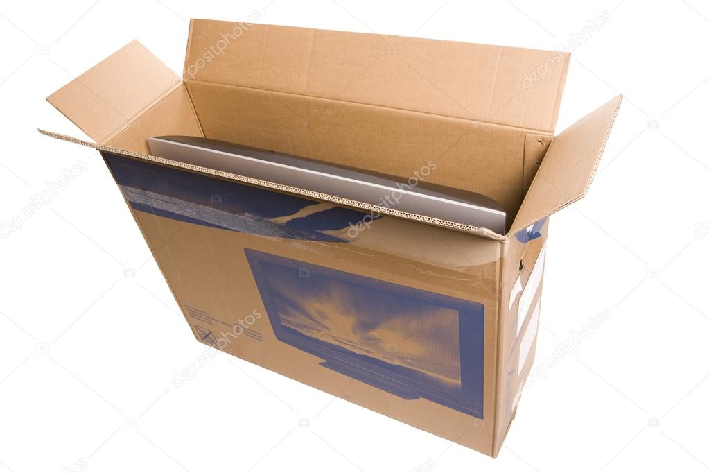 LCD TV in a packing box