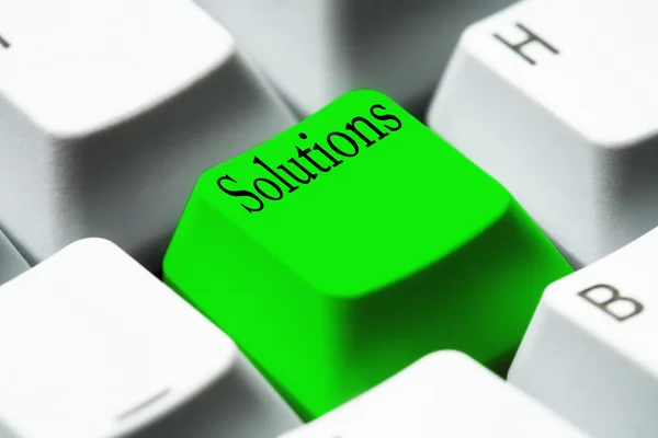 Keyboard - green key Solutions — Stock Photo, Image