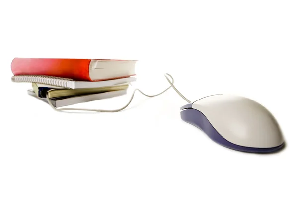 Mouse e libri per computer — Foto Stock