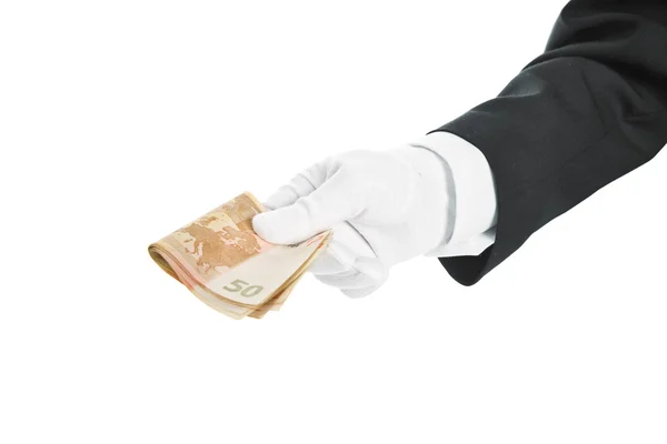 Waiter with money — Stock Photo, Image