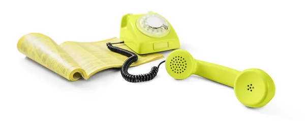 Vintage telefon ve telefon rehberi — Stok fotoğraf