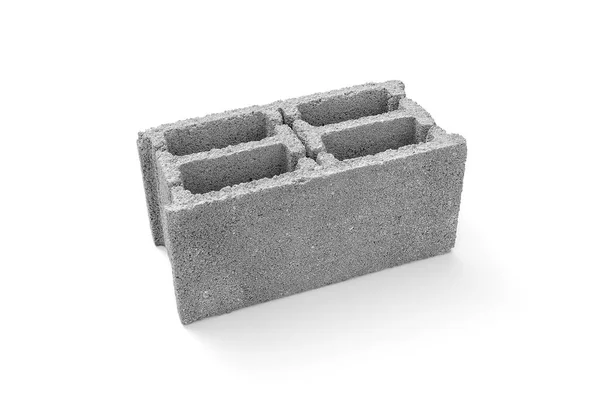 Gray Cement Cinder Block White Background — Stock Photo, Image