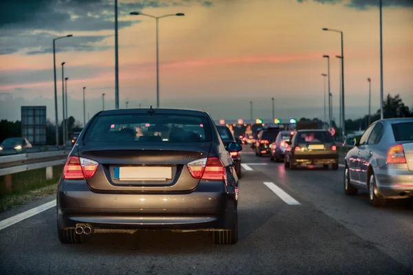 Traffic jam on a freeway — Stock Photo, Image