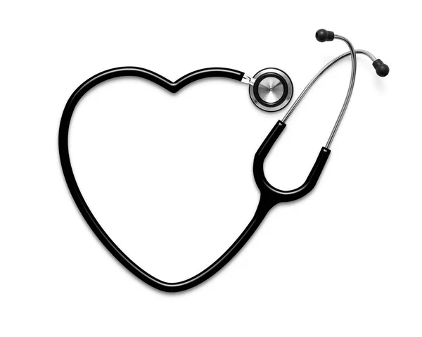 Stetoskop Kształcie Serca Białym Tle Tym Ścieżka Wycinania — Zdjęcie stockowe