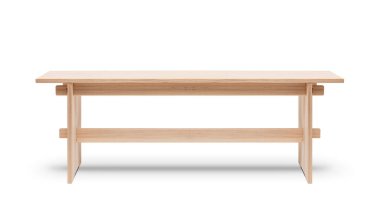 Tahta bank beyaz üzerine izole, kırpma yolu dahil