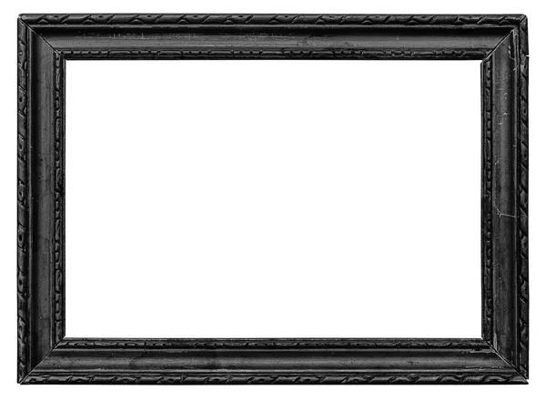 Old Wooden Black Picture Frame Isolated White Background Including Clipping — Stock Photo, Image