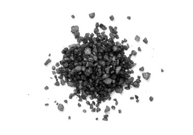 Top view of black salt isolated on white