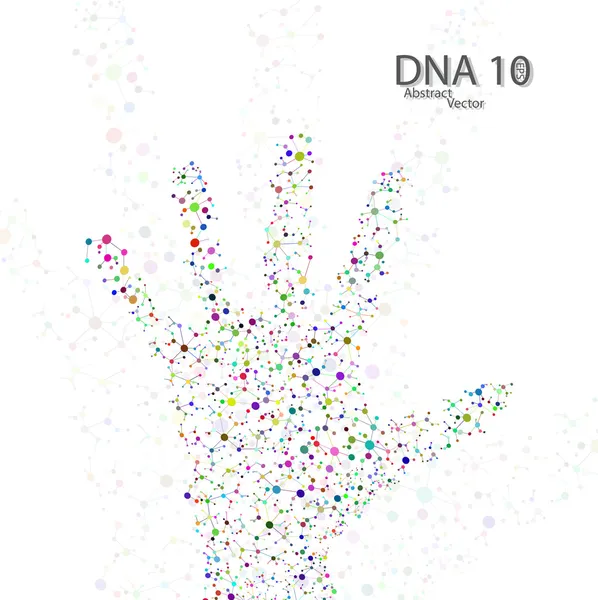 Estructura molecular en forma de mano — Vector de stock