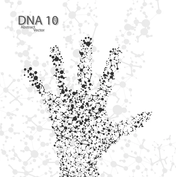 Estructura molecular en forma de mano — Archivo Imágenes Vectoriales