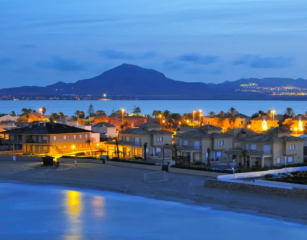 Weergave van la manga del mar menor nachts — Stockfoto