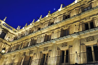 Geceleri salamanca, plaza mayor, cephe (Kastilya ve leon, s