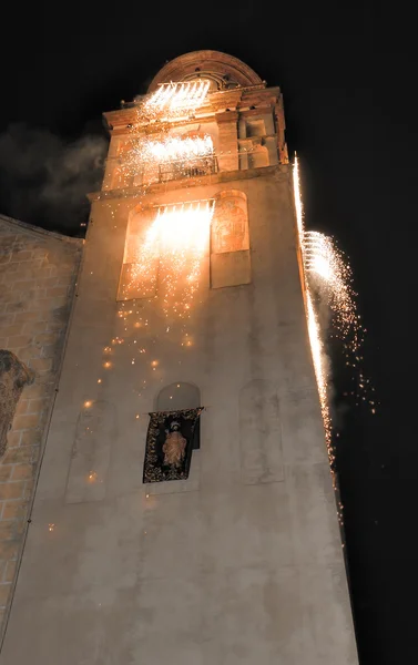 Firework at Iglesia de Nuestra Señora de la O, Sanlucar de Barr — ストック写真