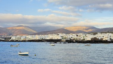 white hiuses of Arrieta town, Lanzarote Island, Canary Islands, clipart