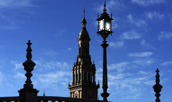 Silhuetas da Praça de Espanha, Sevilha, Spai — Fotografia de Stock