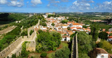 şehir içinde kale duvarları, obidos, Portekiz
